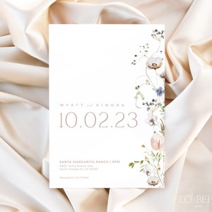 ENCHANTED | Minimal Wedding Invitation Elegant Floral Editable Template DIY Instant Download Romantic Modern Flower Invite Printable
