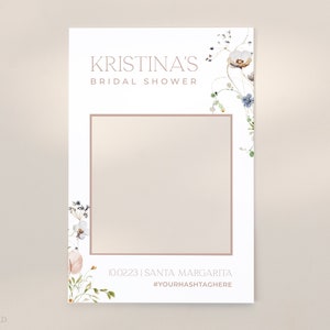 ENCHANTED | Bridal Shower Photo Booth Frame Editable Template DIY Instant Download Minimal Floral Selfie Frame Photo Prop