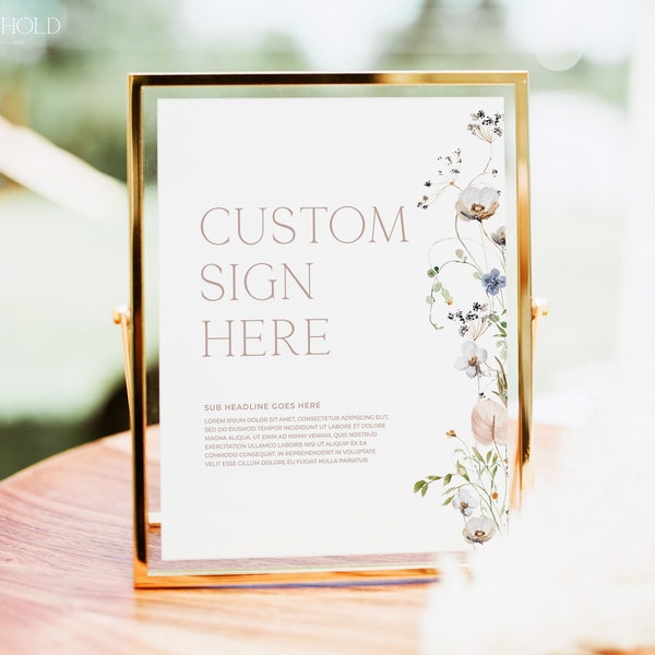 ENCHANTED |  Floral Custom Bridal Shower Sign Editable Template Instant Download Minimal Modern Printable Bridal Shower Custom Table Sign