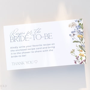 Wildflower Recipe Request Card Template, Printable Bridal Shower Recipe Card, Minimalist Floral Bring A Recipe Request Insert Card | MELODY