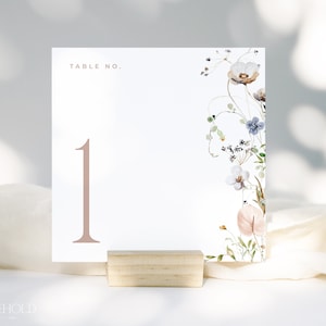 ENCHANTED | Table Number Template Elegant Floral Editable Template DIY Instant Download Romantic Modern Wedding Table Number Card Printable