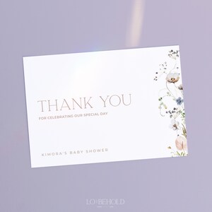 ENCHANTED | Baby Shower Thank You Card Editable Template Elegant Floral Editable Printable Modern Baby Shower Thank You Card