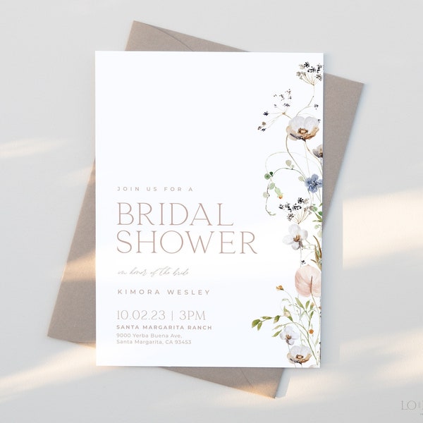 ENCHANTED | Bridal Shower Invitation Template Editable Template DIY Instant Download Modern Floral Wedding Shower Invite Printable