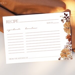 MAPLE | Autumn Recipe Card Bridal Shower Template DIY Instant Download Rustic Fall Recipe Insert Card Editable Printable Template