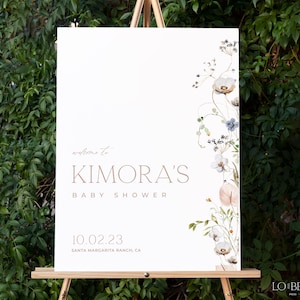 ENCHANTED | Baby Shower Welcome Sign Elegant Floral Editable Template DIY Printable Modern Floral Baby Shower Welcome Poster