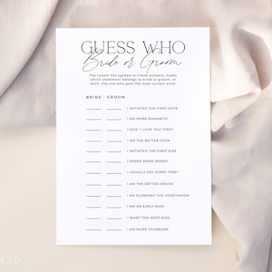 ALTAR | He Said She Said Bridal Shower Game Guess Who Said It Editable Template DIY Modern Minimalist Printable Bridal Shower Activity