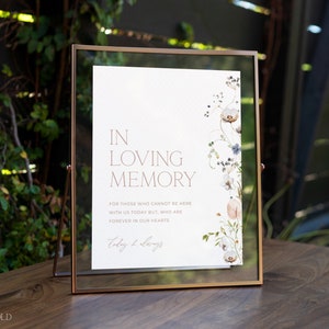 ENCHANTED | In Loving Memory Sign Template DIY Download Minimalist Floral Wedding Memorial Sign Editable Printable Template In Memory Sign