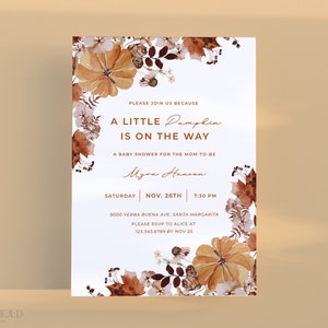 A Little Pumpkin Is On The Way, Baby Shower Invitation Template, Fall Autumn Baby Shower Invite, Editable Printable Download HARVEST image 5