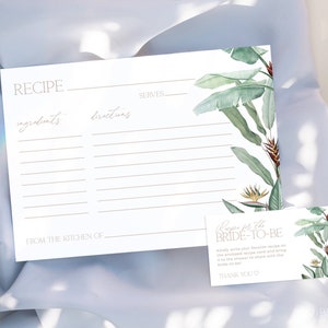 PARADISE | Tropical Recipe Card Bridal Shower Editable Template DIY Instant Download Minimal Bring A Recipe Request Insert Printable Card