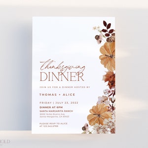 MAPLE | Minimalist Thanksgiving Dinner Invitation Template DIY Instant Download Rustic Fall Friendsgiving Invite Editable Printable Template