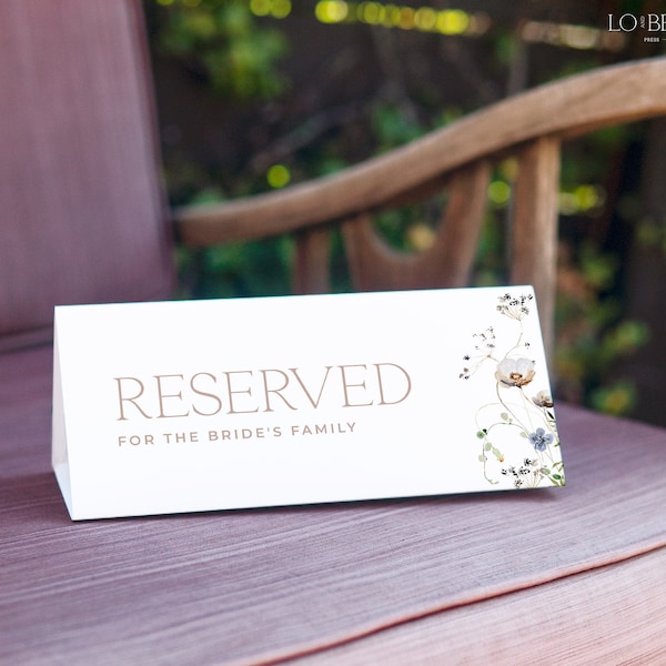 ENCHANTED | Wedding Reserved Seating Sign Template DIY Instant Download Wedding Reserved Chair Row Editable Printable Tented Card