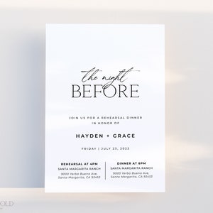 ALTAR | Minimalist Rehearsal Dinner Invitation Template Download Simple Modern Rehearsal Invite Printable The Night Before Editable Template