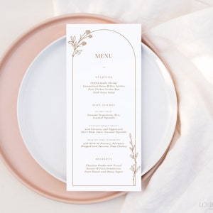 BRANCH | Minimalist Fall Wedding Menu Template Editable Template DIY Instant Download Elegant Leaves Rust Wedding Dinner Menu Card Printable
