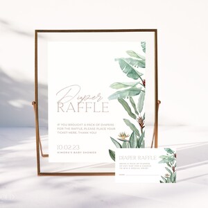 PARADISE | Minimal Diaper Raffle Baby Shower Game Editable Template Download Jungle Diaper Raffle Sign & Ticket Insert Printable