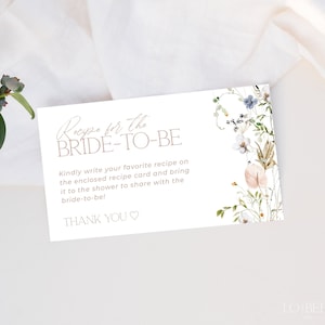 ENCHANTED | Recipe Request Card Bridal Shower Editable Template Instant Download Modern Floral Bring A Recipe Request Insert Printable Card