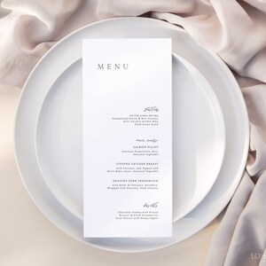 DOVE | Wedding Menu Template Elegant Minimal Editable Template Instant Download Simple Modern Wedding Dinner Menu Card Printable