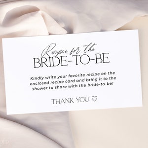ALTAR | Minimalist Recipe Request Card Template Bridal Shower Recipe Card Modern Bring A Recipe Request Insert Editable Printable Card