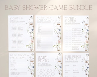 ENCHANTED | 15 Baby Shower Games Bundle Elegant Floral Baby Shower Editable Template Baby Shower Game Package Printable Activities