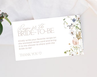 ENCHANTED | Recipe Request Card Bridal Shower Editable Template Instant Download Modern Floral Bring A Recipe Request Insert Printable Card