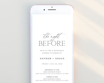 ALTAR | Minimalist Rehearsal Dinner Invitation Evite Template Simple Modern Rehearsal Electronic Invite Text The Night Before Editable