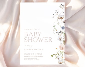 ENCHANTED | Baby Shower Invitation Template Editable Template DIY Instant Download Modern Floral Baby Shower Invite Printable