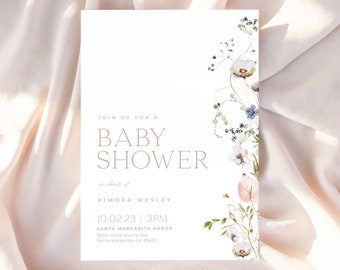 ENCHANTED | Baby Shower Invitation Template Editable Template DIY Instant Download Modern Floral Baby Shower Invite Printable