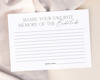 ALTAR | Favorite Memory Of The Bride Card Editable Template Minimalist Share A Memory Printable Card Bridal Shower Activity