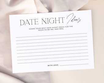 ALTAR | Date Night Ideas Bridal Shower Cards Editable Template DIY Instant Download Minimalist Wedding Date Night Advice Printable