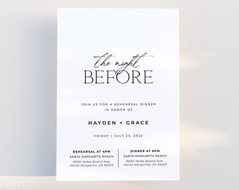 ALTAR | Minimalist Rehearsal Dinner Invitation Template Download Simple Modern Rehearsal Invite Printable The Night Before Editable Template