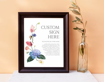 HOPE | Floral Custom Wedding Sign Editable Template Instant Download Romantic Modern Printable Wedding Table Sign