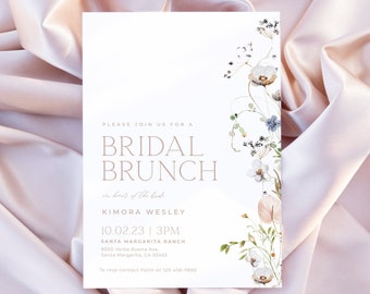 ENCHANTED | Bridal Brunch Invitation Template Editable Template DIY Instant Download Modern Floral Bridal Shower Brunch Invite Printable