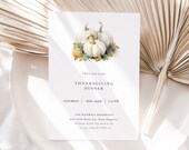 Minimalist Fall Invitation Template Download, Pumpkin Thanksgiving Dinner Invite, Friendsgiving Invite Editable Printable Template | PUMPKIN