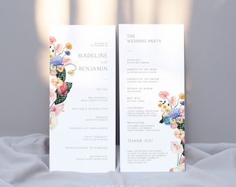 HOPE | Wedding Program Elegant Floral Editable Template Set DIY Instant Download Romantic Garden Wedding Timeline Order of Service