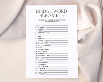 ALTAR | Minimalist Bridal Word Scramble Game Editable Template DIY Instant Download Modern Bridal Shower Word Puzzle Game Printable