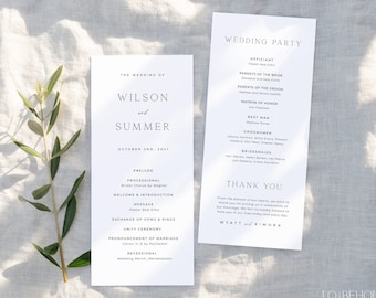 ALTAR | Minimalist Wedding Program Template Set Instant Download Simple Modern Wedding Timeline Order of Service Printable Editable Template