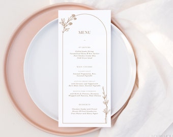 BRANCH | Minimalist Fall Wedding Menu Template Editable Template DIY Instant Download Elegant Leaves Rust Wedding Dinner Menu Card Printable