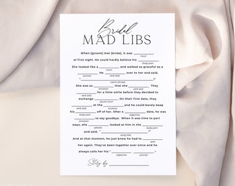 ALTAR | Minimalist Mad Libs Bridal Shower Game Editable Template DIY Instant Download Modern Funny Bridal Shower Game Mad Libs Printable