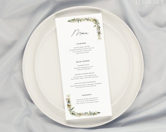 FOREVER | Wedding Menu Template Elegant Floral Editable Template Instant Download Romantic Greenery Wedding Dinner Menu Card Printable