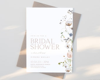 ENCHANTED | Bridal Shower Invitation Template Editable Template DIY Instant Download Modern Floral Wedding Shower Invite Printable