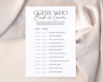 ALTAR | He Said She Said Bridal Shower Game Guess Who Said It Editable Template DIY Modern Minimalist Printable Bridal Shower Activity