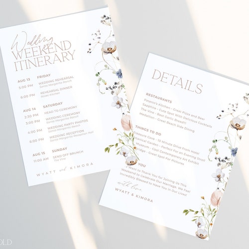 Wedding Weekend Itinerary Template Itinerary Timeline Etsy
