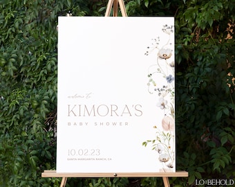 ENCHANTED | Baby Shower Welcome Sign Elegant Floral Editable Template DIY Printable Modern Floral Baby Shower Welcome Poster