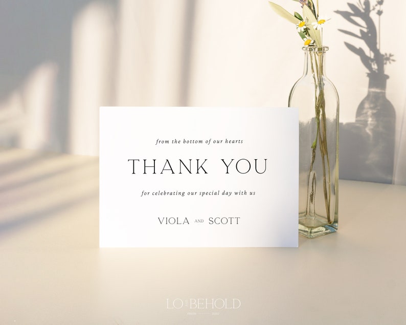 DOVE Thank You Card Template Elegant Minimal Editable Instant Download Modern Wedding Thank You Folded Card Printable