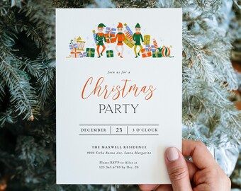 Christmas Party Invitation Template Download, Modern Christmas Invite, Printable Holiday Party Invite, Office Party Invite, Editable | #1