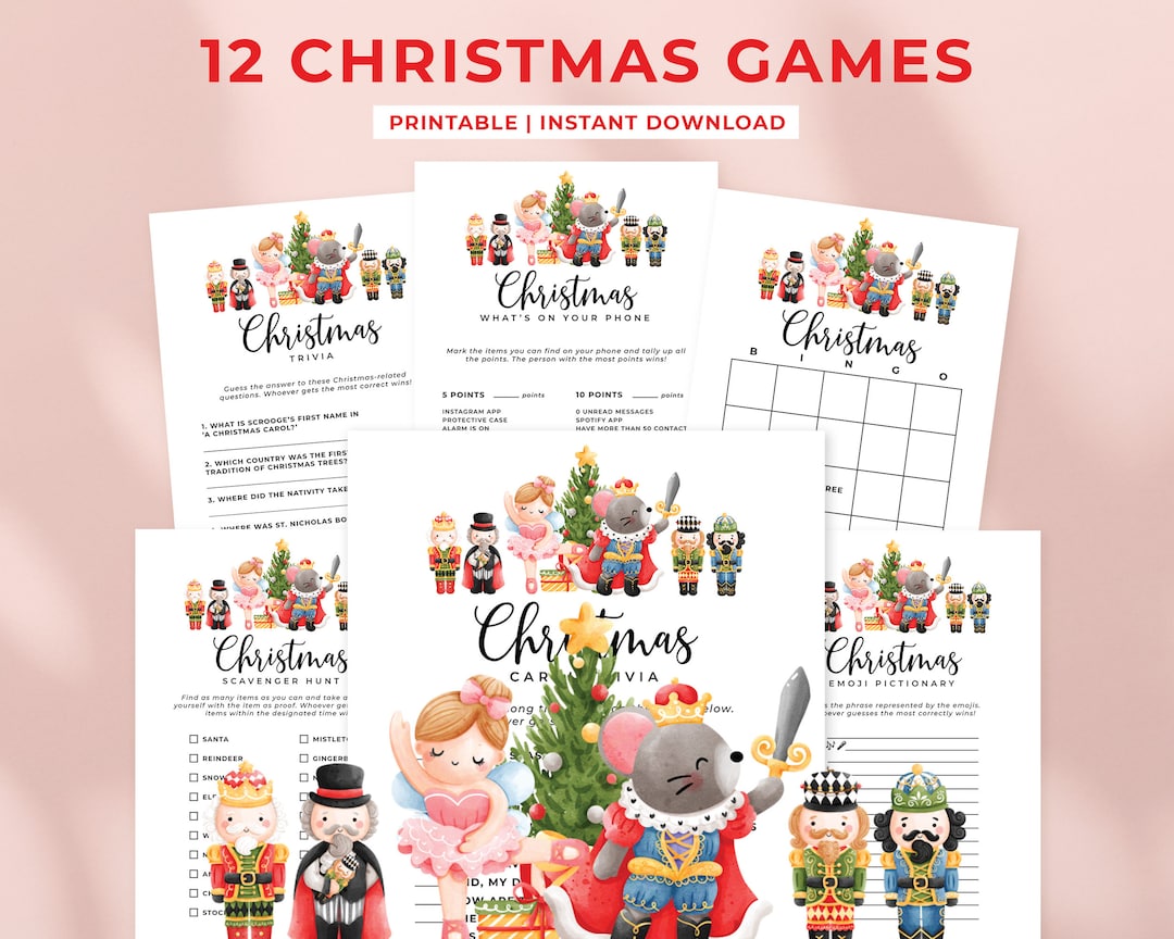 12 Christmas Games Bundle Template, Printable Christmas Party Games ...