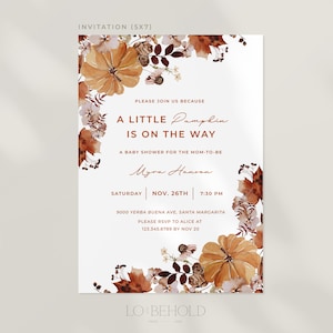 A Little Pumpkin Is On The Way, Baby Shower Invitation Template, Fall Autumn Baby Shower Invite, Editable Printable Download HARVEST image 7