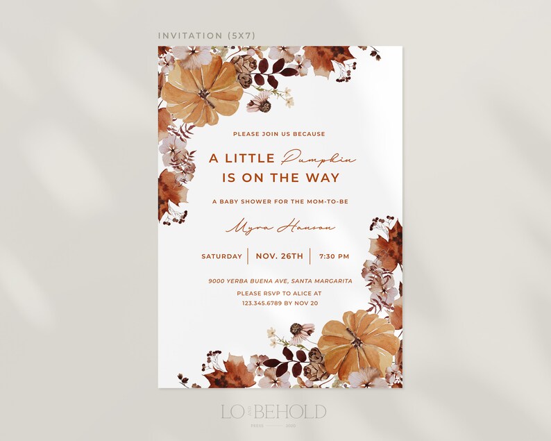 A Little Pumpkin Is On The Way, Baby Shower Invitation Template, Fall Autumn Baby Shower Invite, Editable Printable Download HARVEST image 7