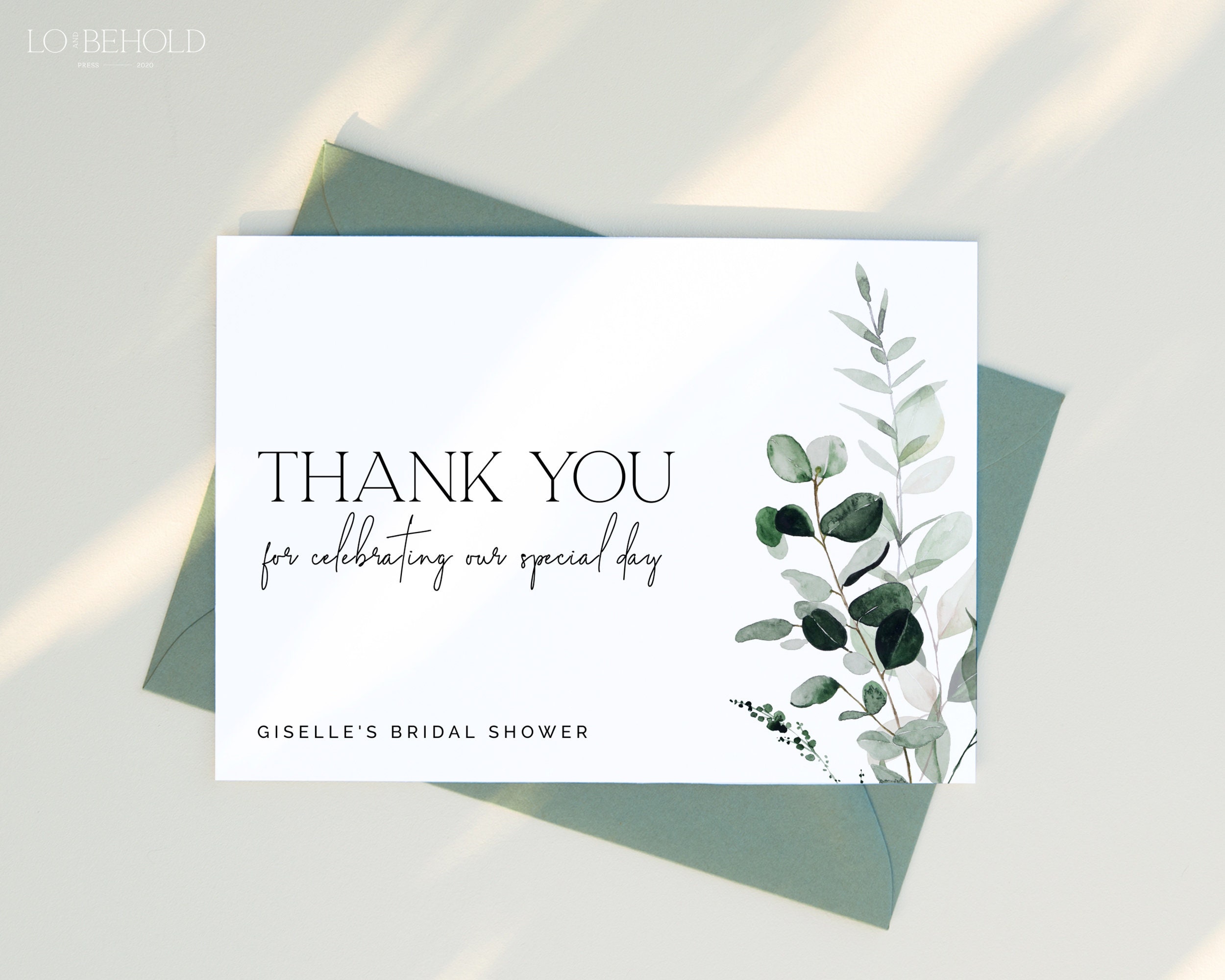CYPRESS Bridal Shower Thank You Card Editable Template - Etsy