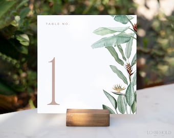 PARADISE | Table Number Template Minimal Jungle Editable Template DIY Instant Download Tropical Wedding Table Number Card Printable