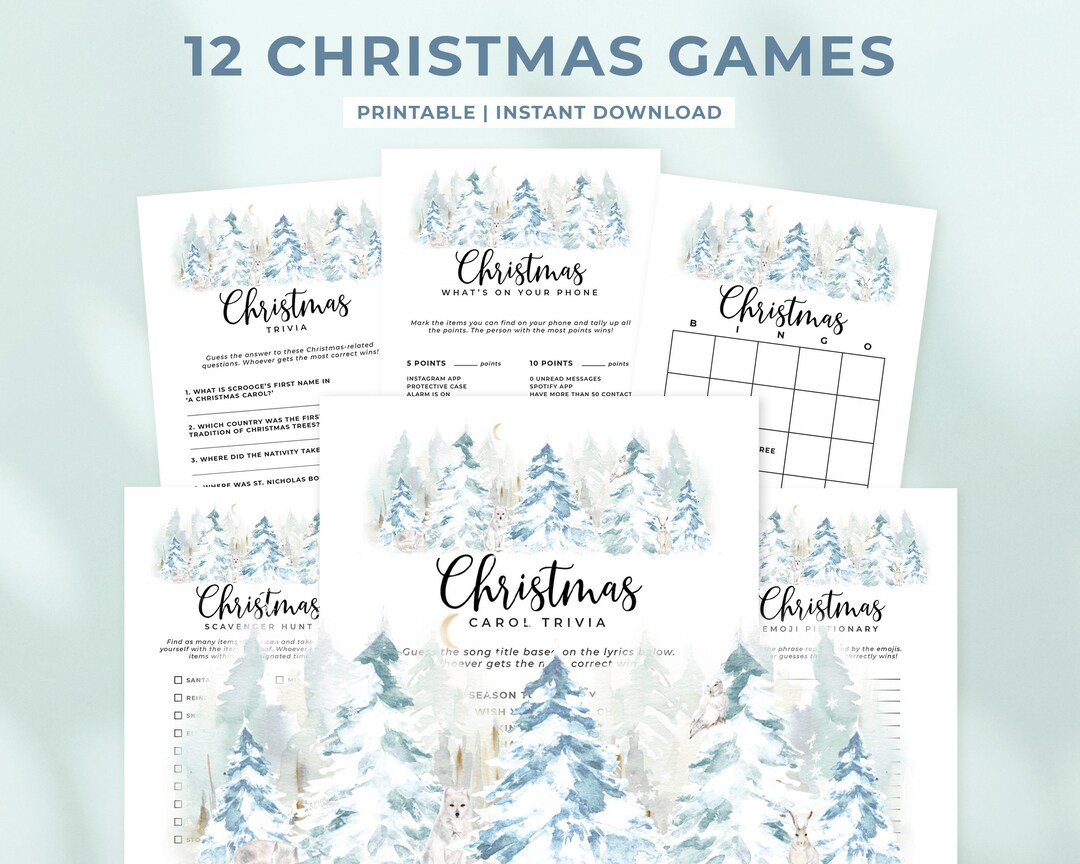 12 Christmas Games Bundle Template, Printable Christmas Party Games ...